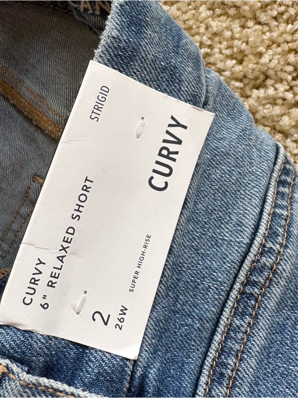 American Eagle Curvy 6” Relaxed Denim Shorts Distressed High Rise NWT Size 2 - Picture 3 of 9